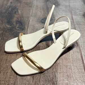 Anthropologie Reformation Samantha Square Toe Slingback Heels, Cream Gold, 7.5